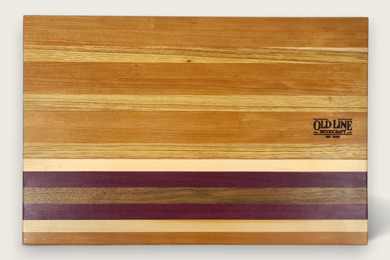 Culinary Butcher Block Board (#130) in cherry wood with edge grain, horizontal pattern, and recessed handles.